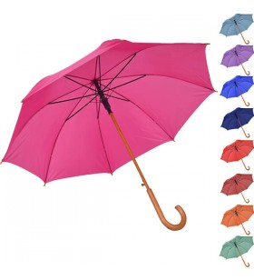 Ahşap Baston Saplı Renkli Promosyon Şemsiye